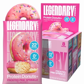 Legendary Foods 22g Frosted Pink Sprinkle Protein Donut – High Protein Donuts with Zero Sugar – Gluten Free, Low Carb, Keto Friendly Snack – Healthy Donuts for GLP-1, Diabetic & Bariatric Friendly Diets