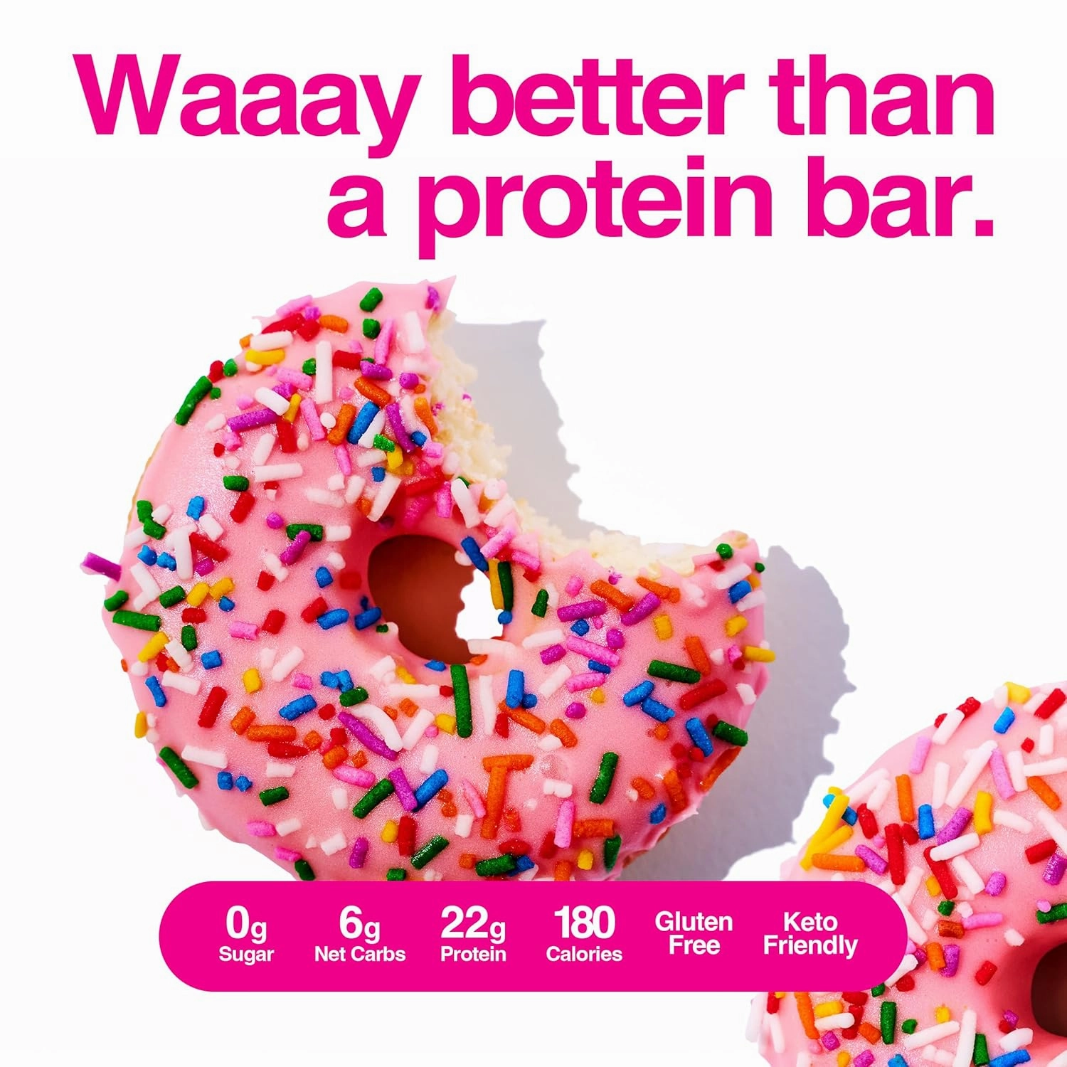 Legendary Foods 22g Frosted Pink Sprinkle Protein Donut – High Protein Donuts with Zero Sugar – Gluten Free, Low Carb, Keto Friendly Snack – Healthy Donuts for GLP-1, Diabetic & Bariatric Friendly Diets