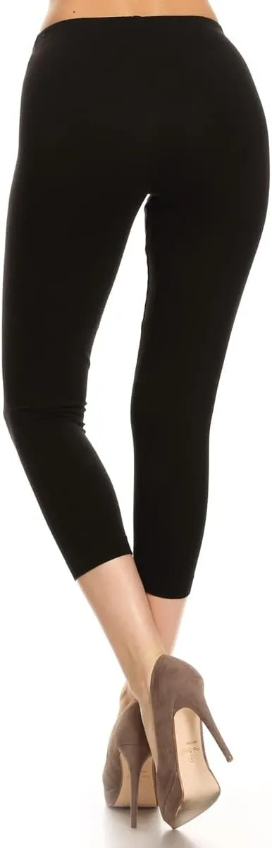 Leggings Depot Cotton Leggings for Women - Super Soft Stretchy Women's Capri Pants