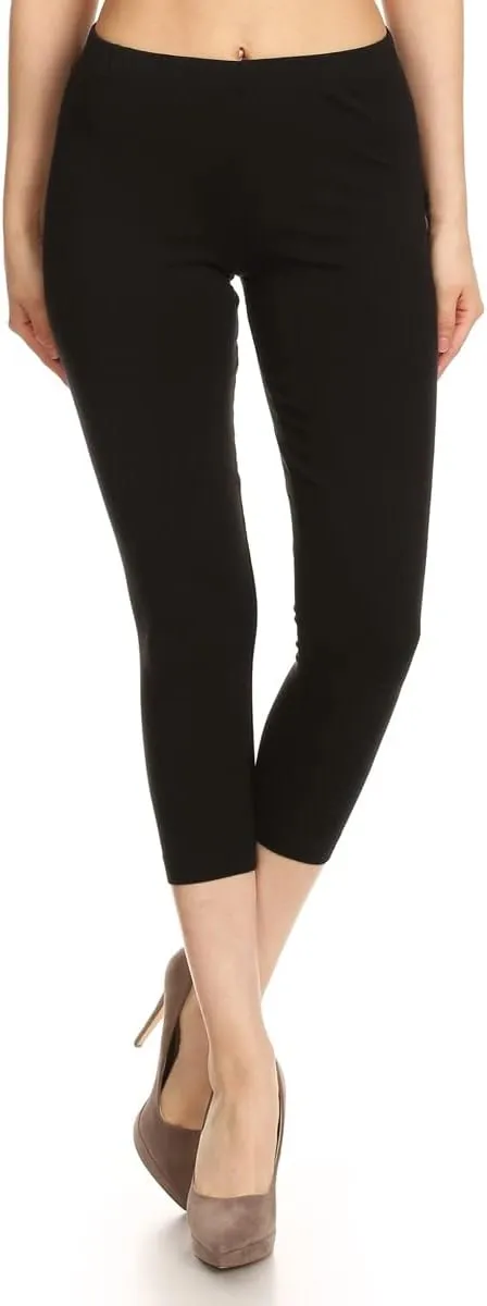 Leggings Depot Cotton Leggings for Women - Super Soft Stretchy Women's Capri Pants