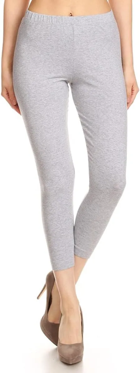 Leggings Depot Cotton Leggings for Women - Super Soft Stretchy Women's Capri Pants