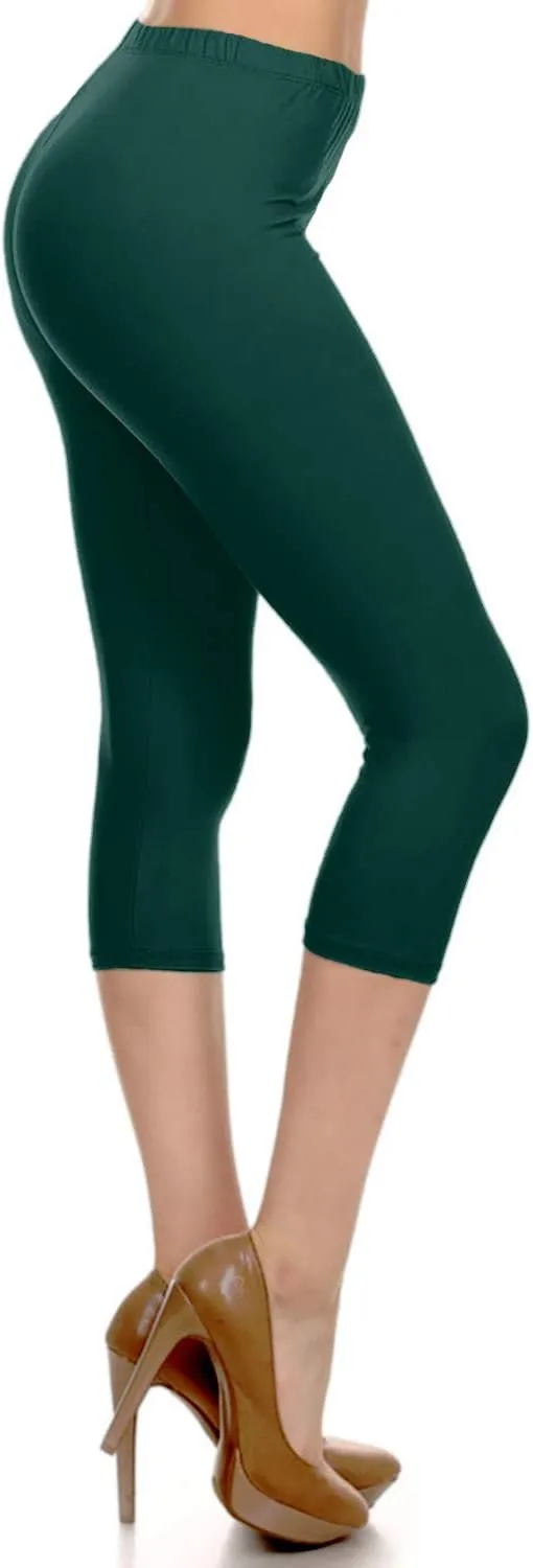 Leggings Depot Women's High Waist Leggings Soft 1” Waistband Solid Pants - Regular, Plus, 1X3X, 3X5X