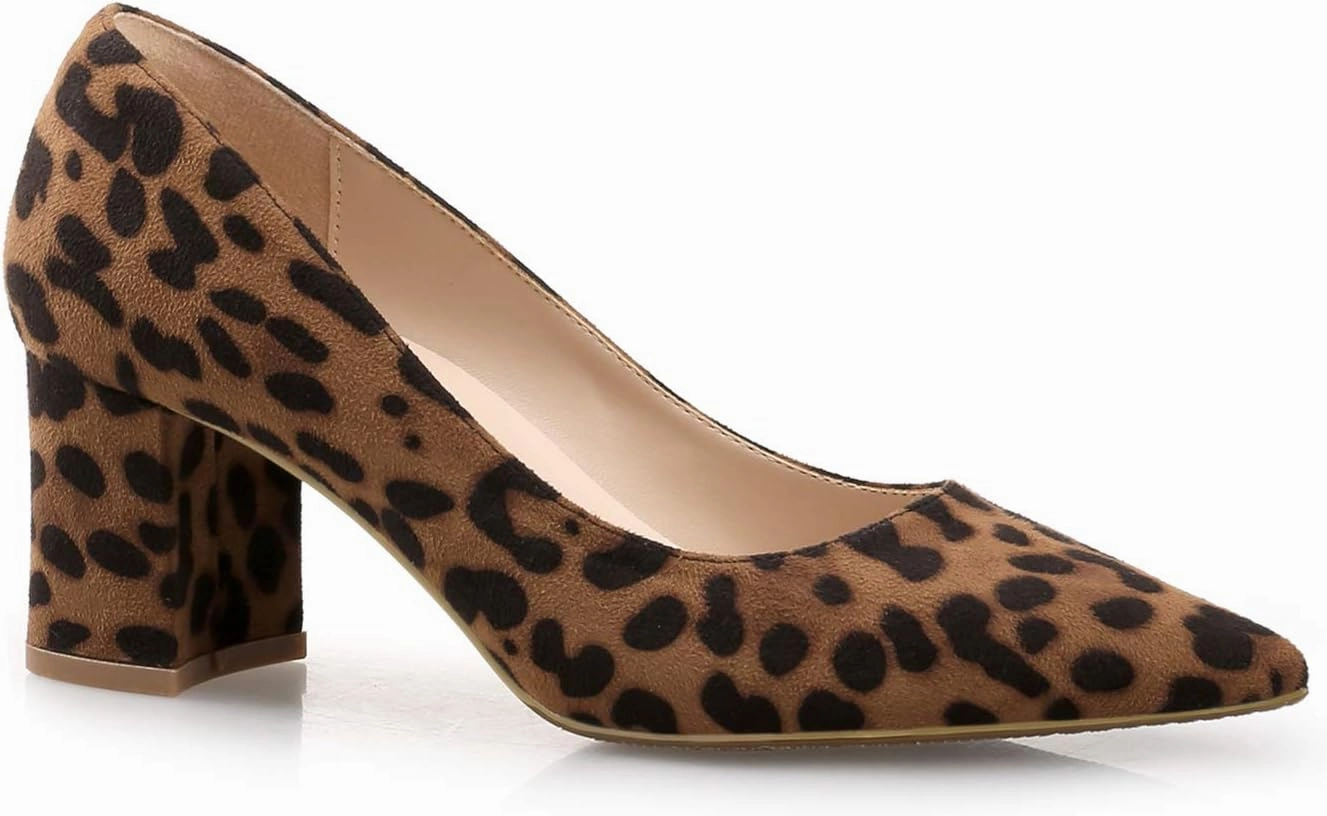 LEHOOR Women Pointed Toe Pumps Block Heel Closed Toe Sandals Mid Heel Casual Dress Shoes Classic Bridal Pumps Fashion
