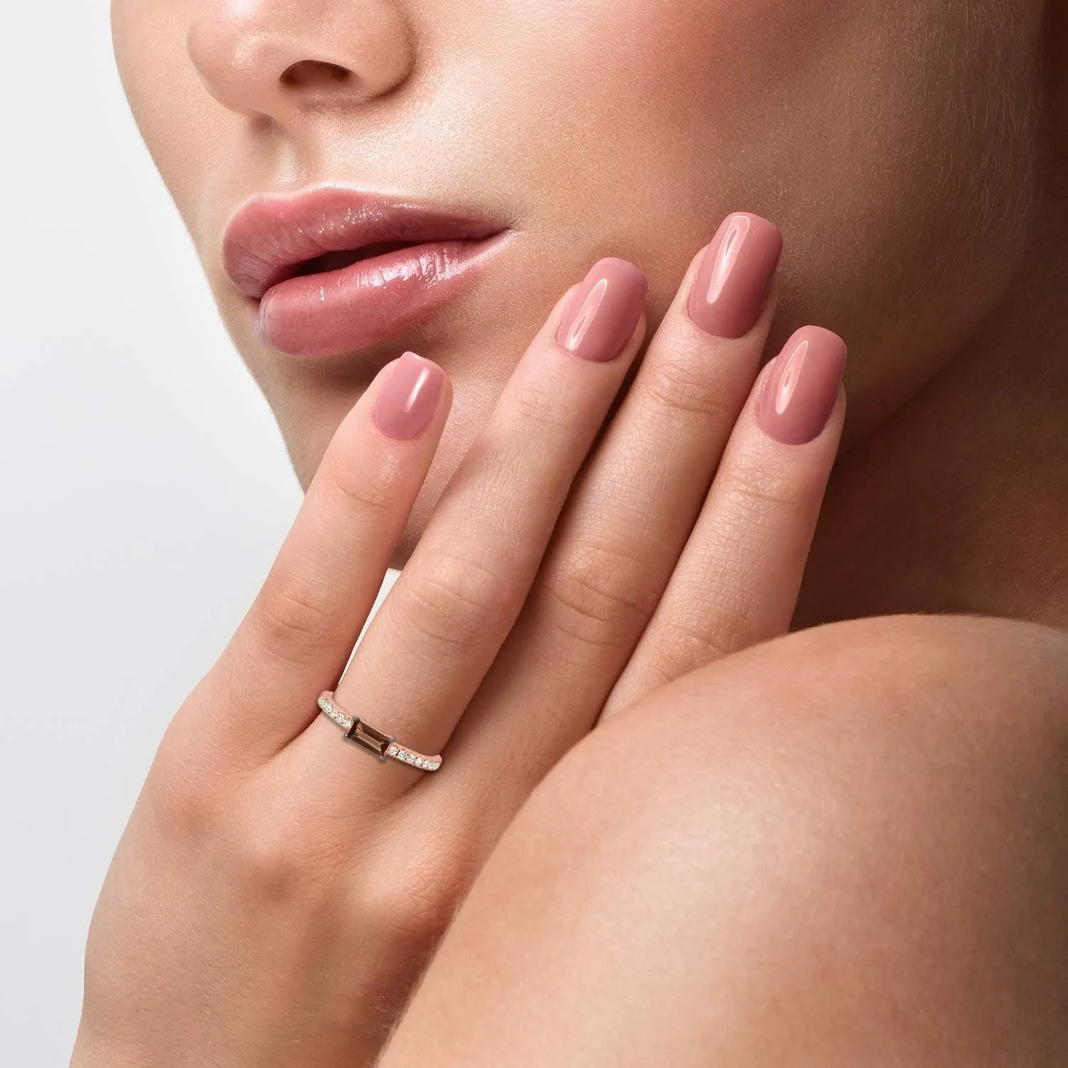 LeVian 14K Rose Gold Baguette Cut Gemstone & 1/4 Cttw Diamond Ring (Champagne Color, SI1-SI2 Clarity) - Choice of Gem Color