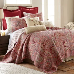 Levtex Home - Spruce Red Quilt Set - King/Cal King Quilt (106x92in.)   Two King Pillow Shams (36x20in.) - Paisley Pattern in Burgundy, Red, Tan, Grey - Reversible - Cotton