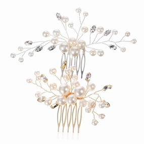 Lightweight Women's Hair Comb Clips Pearl Bridal Side Comb for Wedding Decor
