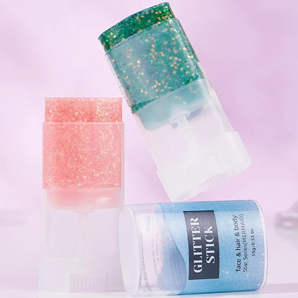 Liplaya Glitter Stick,Glitter Stick for Face & Body, Eyes, Lips & Skin, High-Pigment Shimmer Makeup for Festival, Party, Halloween, Travel Use (Pink)