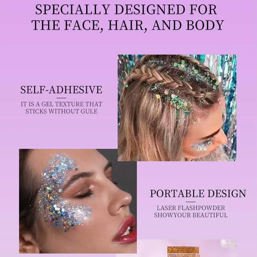 Liplaya Glitter Stick,Glitter Stick for Face & Body, Eyes, Lips & Skin, High-Pigment Shimmer Makeup for Festival, Party, Halloween, Travel Use (Pink)