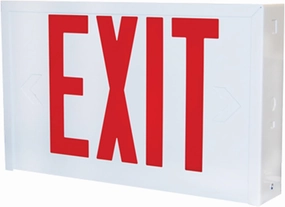 Lithonia Lighting LX W 3 R EL N LED Titan Steel Emergency Exit Sign, 4 watts, White