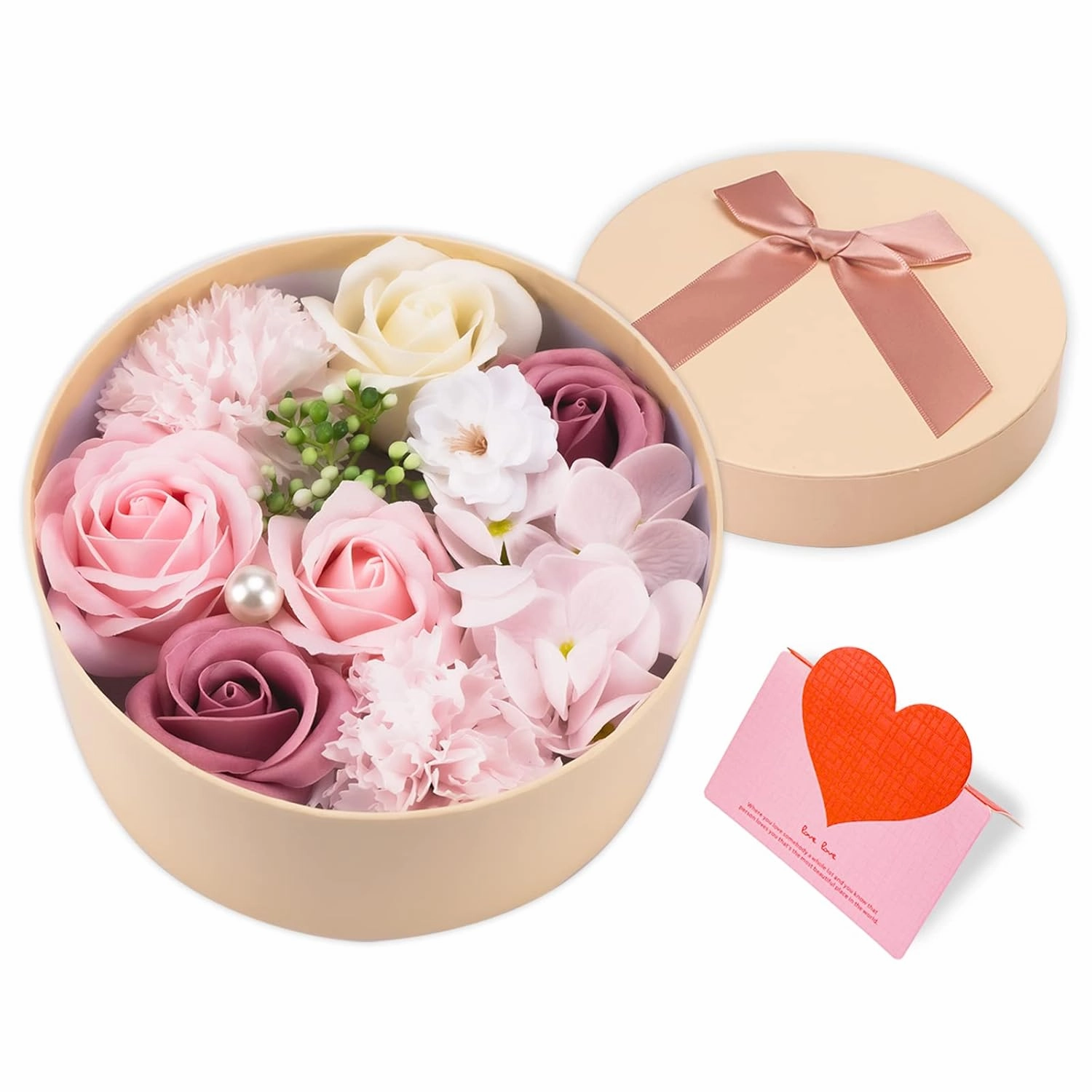 Little World Bath Soap - Floral Scented Rose Soap Petals Body in Flower Box for Women, Plant, Essential Oil Set for Birthday, Valentine’s Day, Thanksgiving Day, Christmas (Pink)