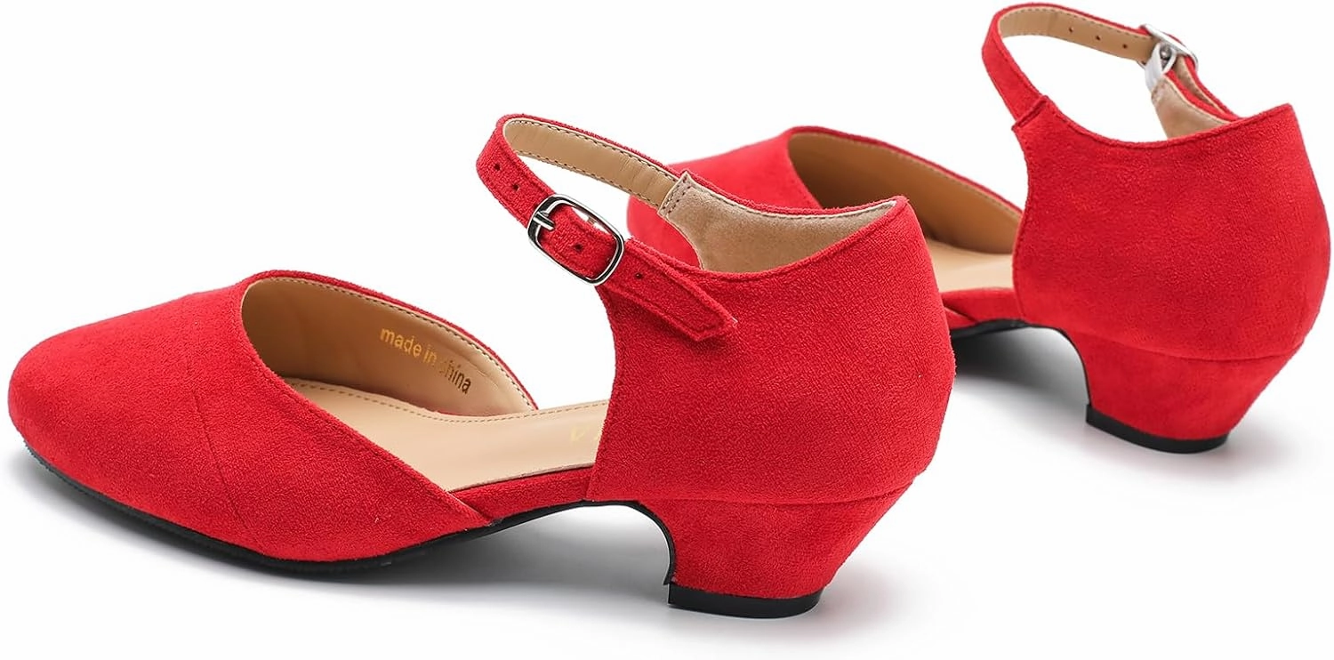 LIURUIJIA Women's Low Heels Dress Shoes Comfortable Closed Toe D'Orsay Pumps Ankle Strap Chunky Heels