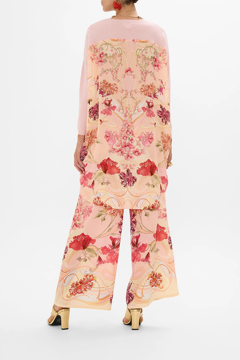 LONG SLEEVE JUMPER WITH PRINT BACK BLOSSOMS AND BRUSHSTROKES