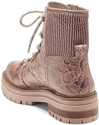 LOUISE ET CIE Sheena Soft Rose Nude Leather Lace-Up Classic Combat Lug Boots