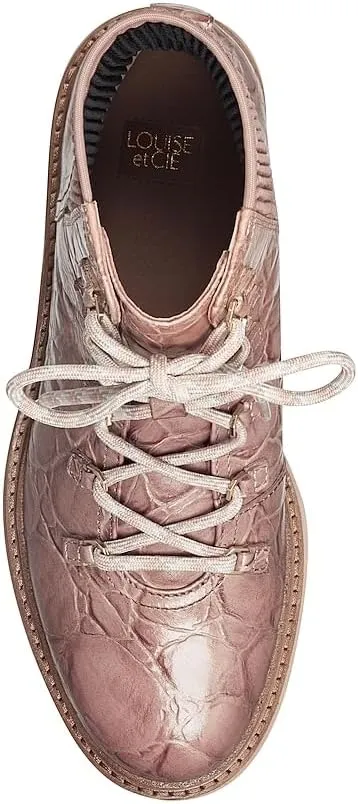 LOUISE ET CIE Sheena Soft Rose Nude Leather Lace-Up Classic Combat Lug Boots