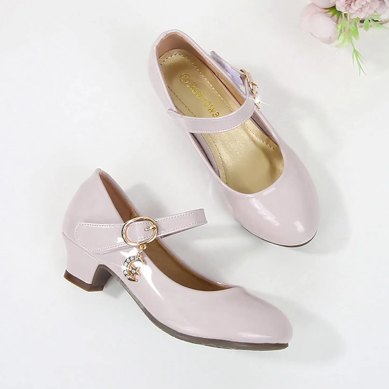 Low Heels Dress Shoes for Girls Mary Jane Flower Girl Shoes Princess Wedding Par𝘁y School Performance Shoes