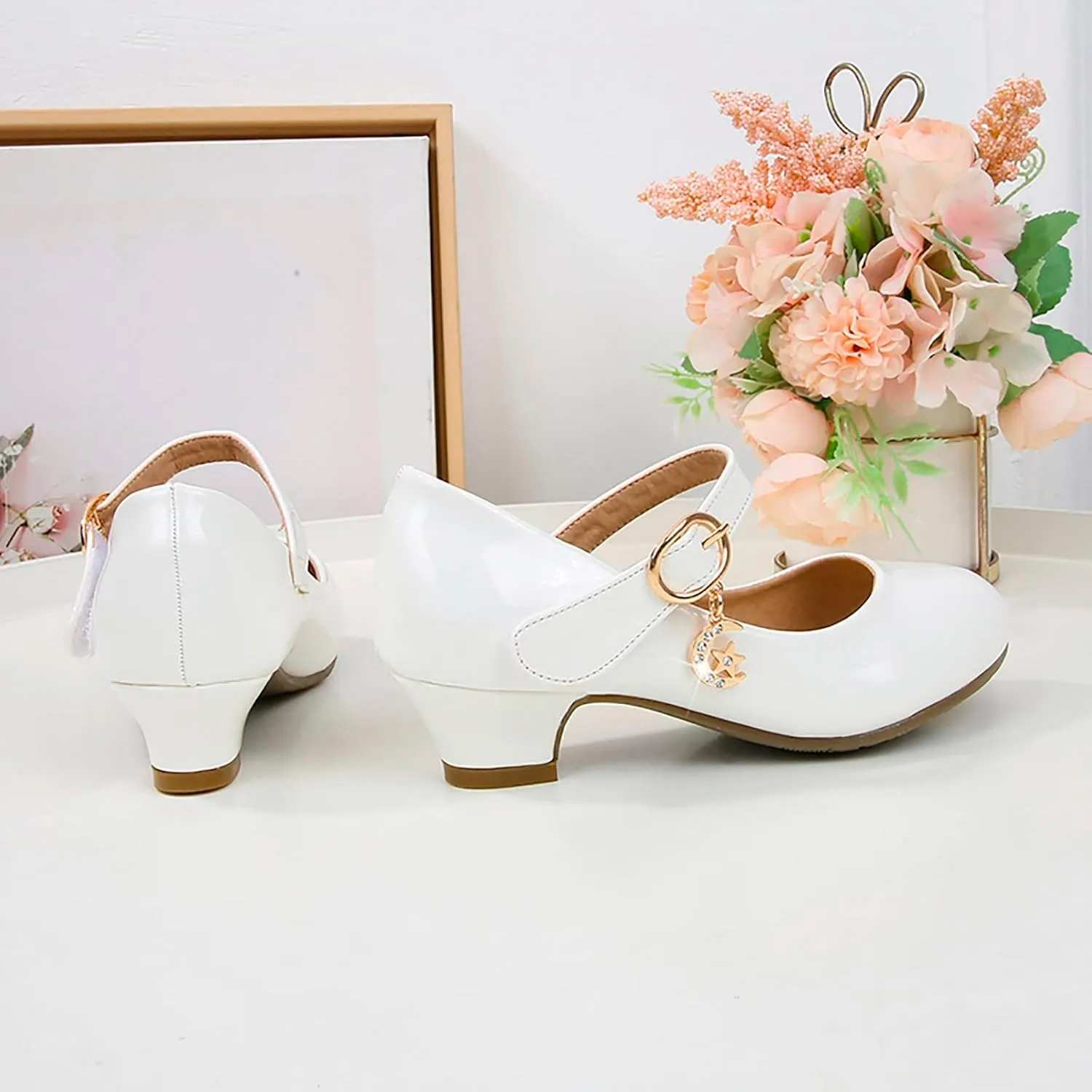 Low Heels Dress Shoes for Girls Mary Jane Flower Girl Shoes Princess Wedding Par𝘁y School Performance Shoes