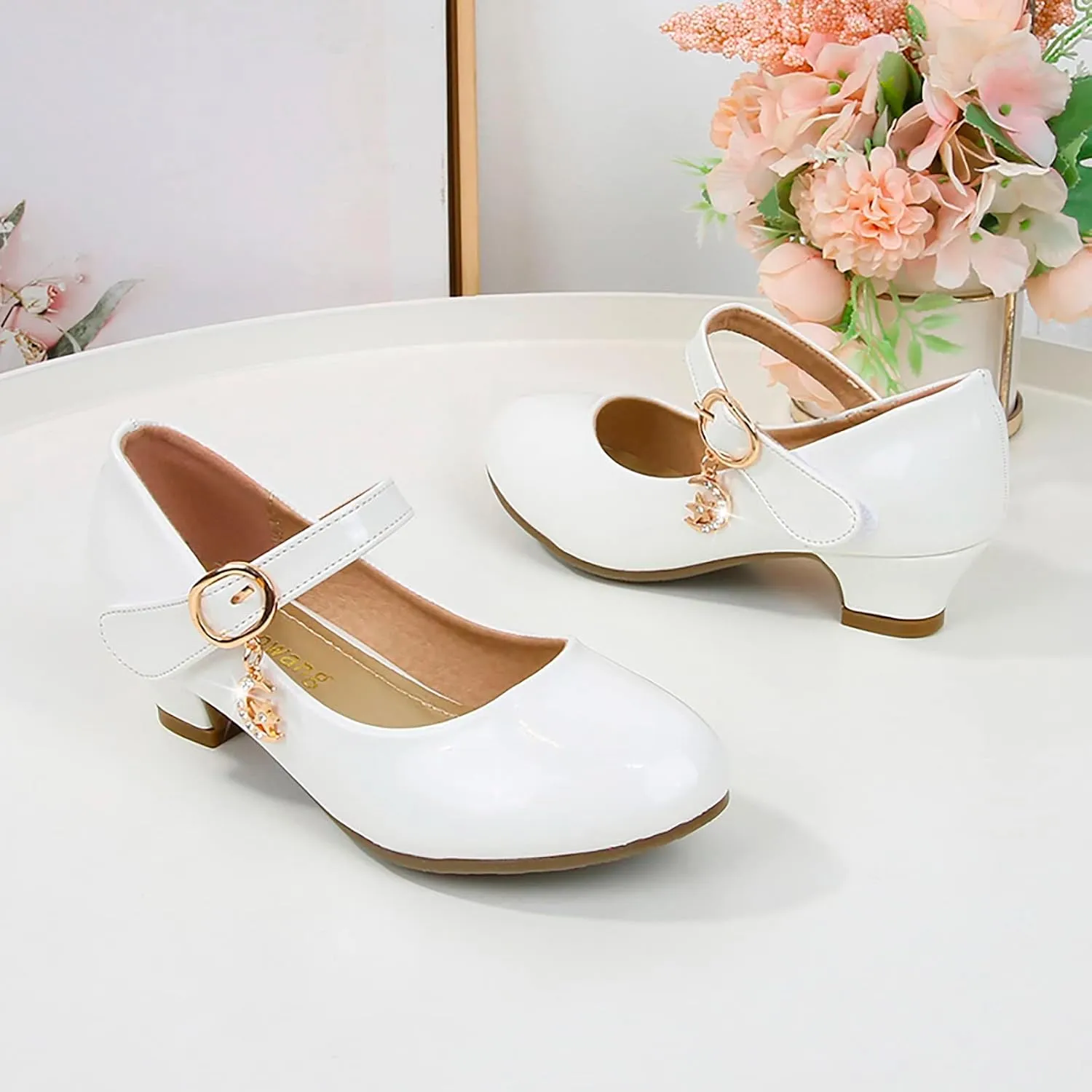 Low Heels Dress Shoes for Girls Mary Jane Flower Girl Shoes Princess Wedding Par𝘁y School Performance Shoes