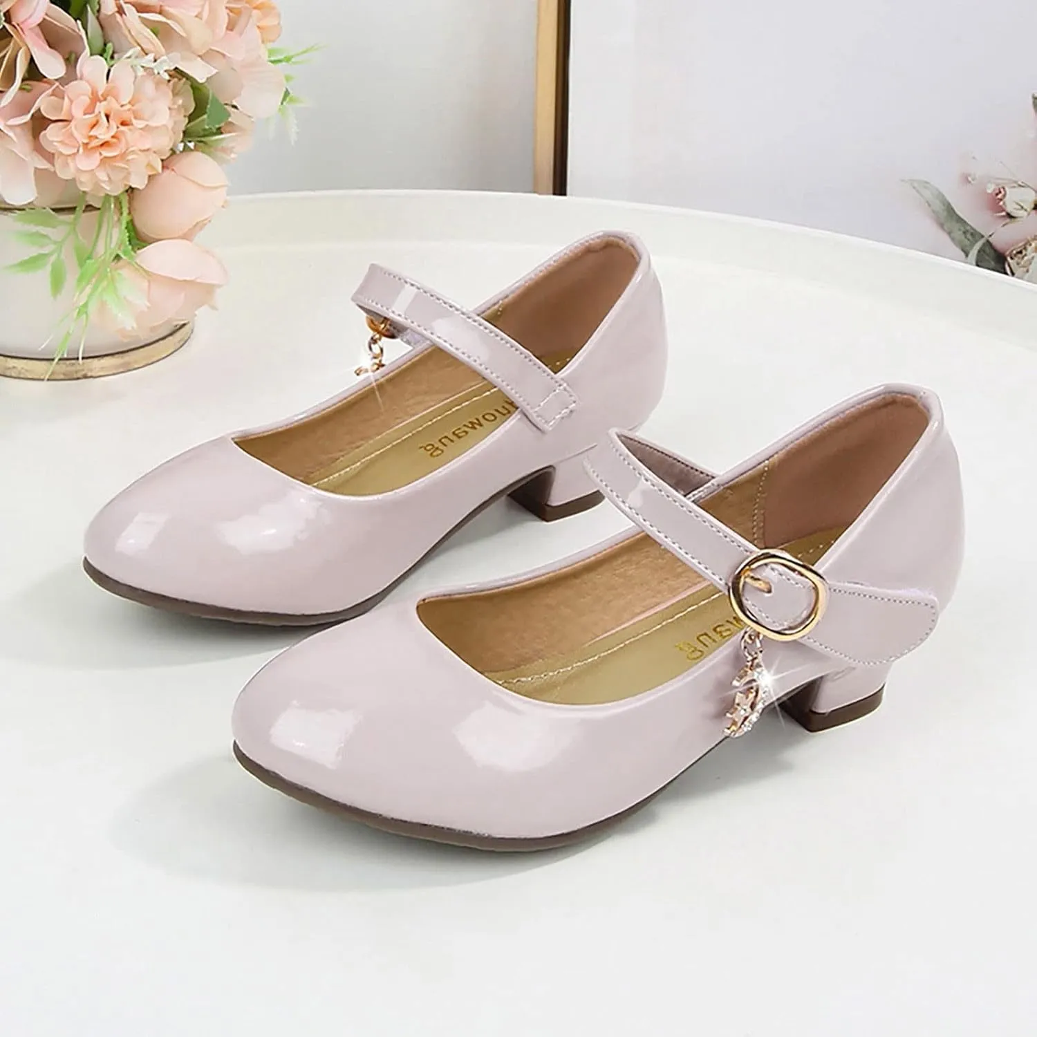 Low Heels Dress Shoes for Girls Mary Jane Flower Girl Shoes Princess Wedding Par𝘁y School Performance Shoes