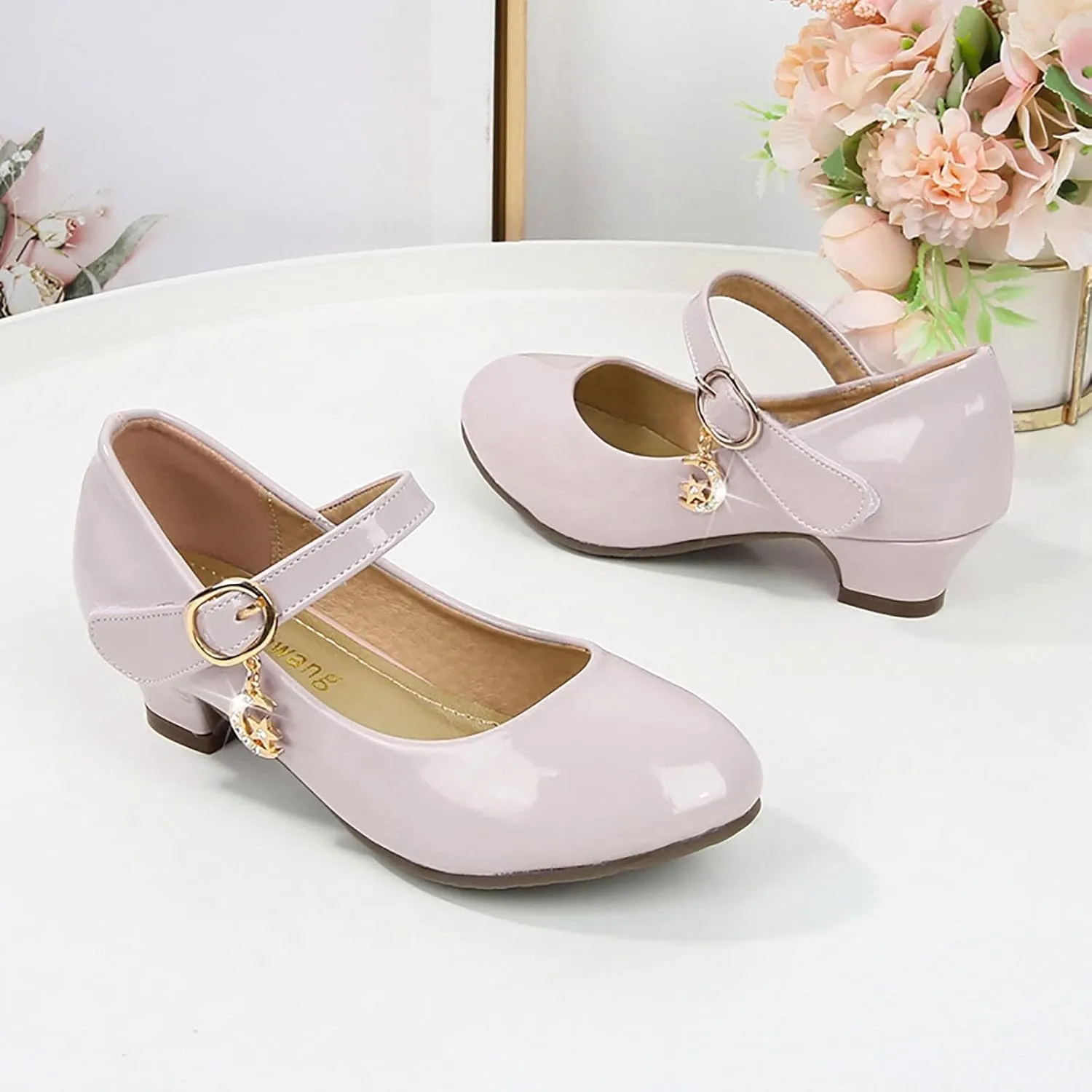 Low Heels Dress Shoes for Girls Mary Jane Flower Girl Shoes Princess Wedding Par𝘁y School Performance Shoes