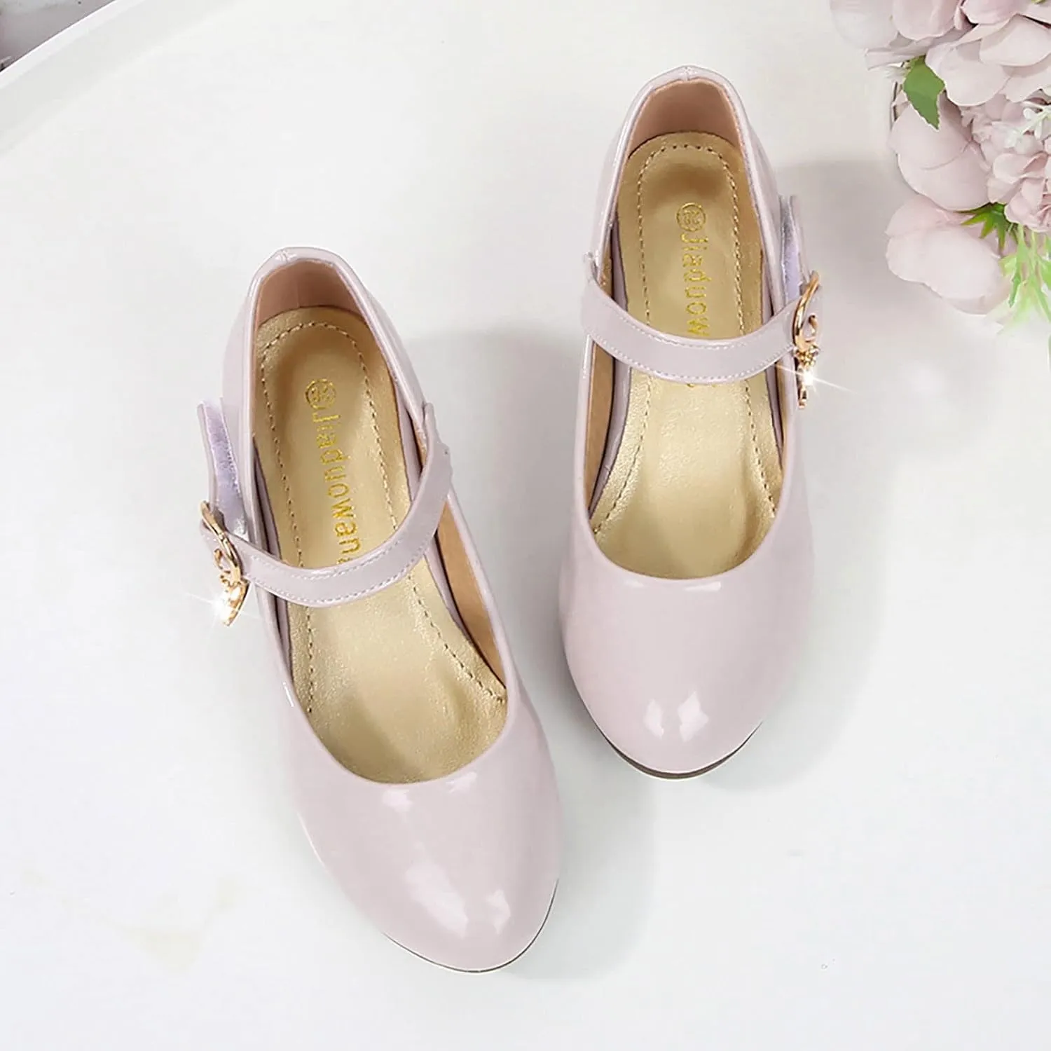 Low Heels Dress Shoes for Girls Mary Jane Flower Girl Shoes Princess Wedding Par𝘁y School Performance Shoes