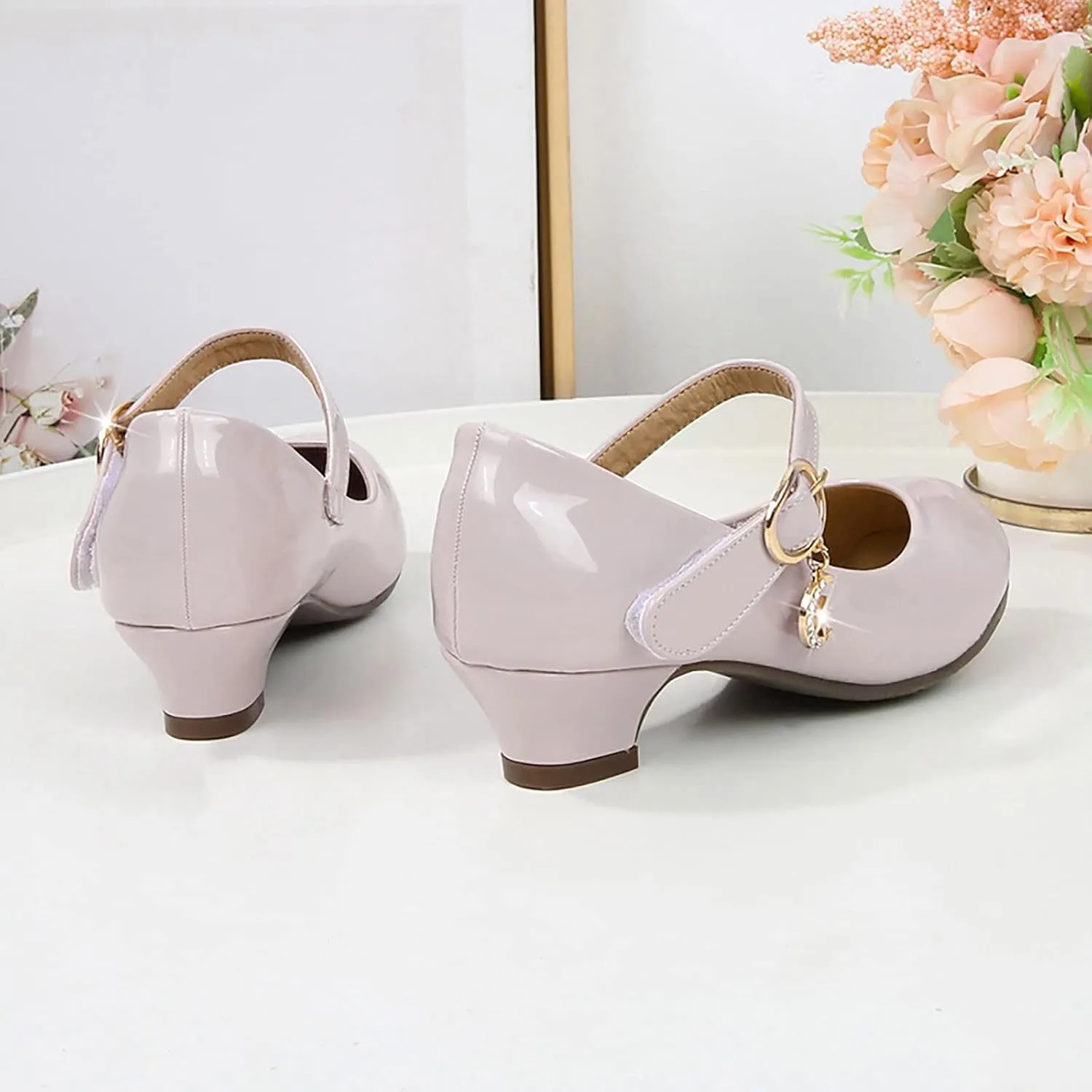 Low Heels Dress Shoes for Girls Mary Jane Flower Girl Shoes Princess Wedding Par𝘁y School Performance Shoes
