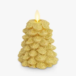 Luminara Glitter Flameless Candle North Tree (Gold, 3.3" x 4.3")