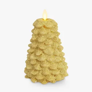 Luminara Glitter Flameless Candle North Tree (Gold, 3.8" x 6")