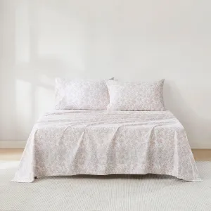 Lush Decor Peony Toile Cotton Sheet Set 4 Piece Set Full Peach - Cotton Sheets - Floral Bed Sheets - Kids Bedding - Pink - Coquette Decor