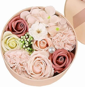 Luxury Beautiful Flora Scented Roses/Carnation Flower Bath Soap with Stem, Flower Soap in Gift Box, Gift for Birthday/Valentine's Day/Mother's Day (Pink)