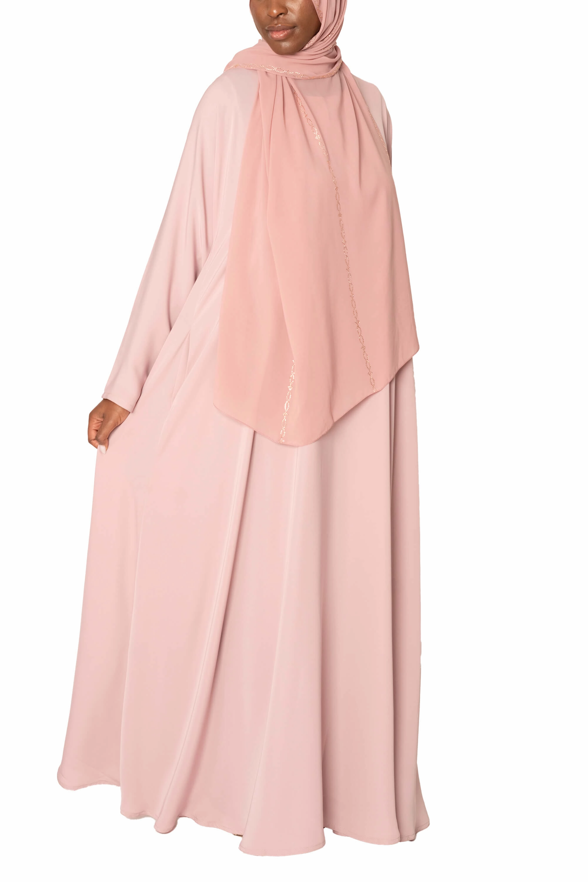 Madison Abaya in Blush with Pockets