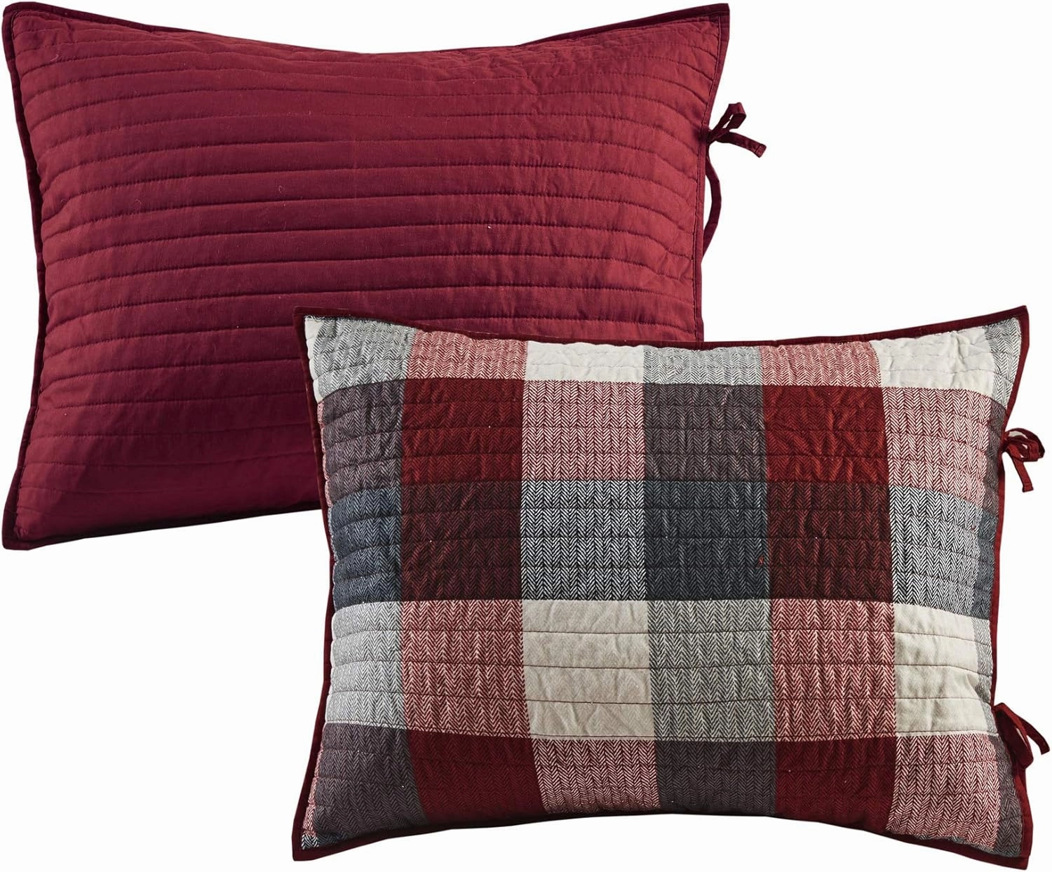 Madison Park Daybed Cover Double Sided Quilting Casual Design All Season Bedding Set with Bedskirt, Matching Shams, Decorative Pillow, 75 in x 39 in, Ridge, Plaid Red