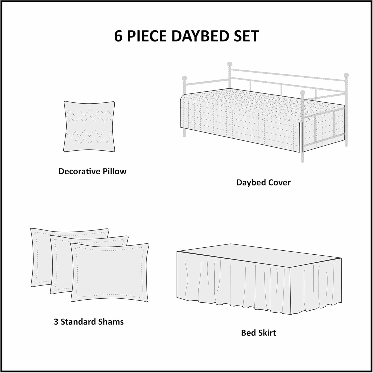 Madison Park Daybed Cover Double Sided Quilting Casual Design All Season Bedding Set with Bedskirt, Matching Shams, Decorative Pillow, 75 in x 39 in, Ridge, Plaid Red