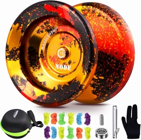 MAGICYOYO Y01 Unresponsive Advanced Professional Yoyo - Long Spinning Time, Prettiest Design   Glove, Bag, Extra Premium 10 Ball Stainless Bearing, 12 Strings - Black Golden Red