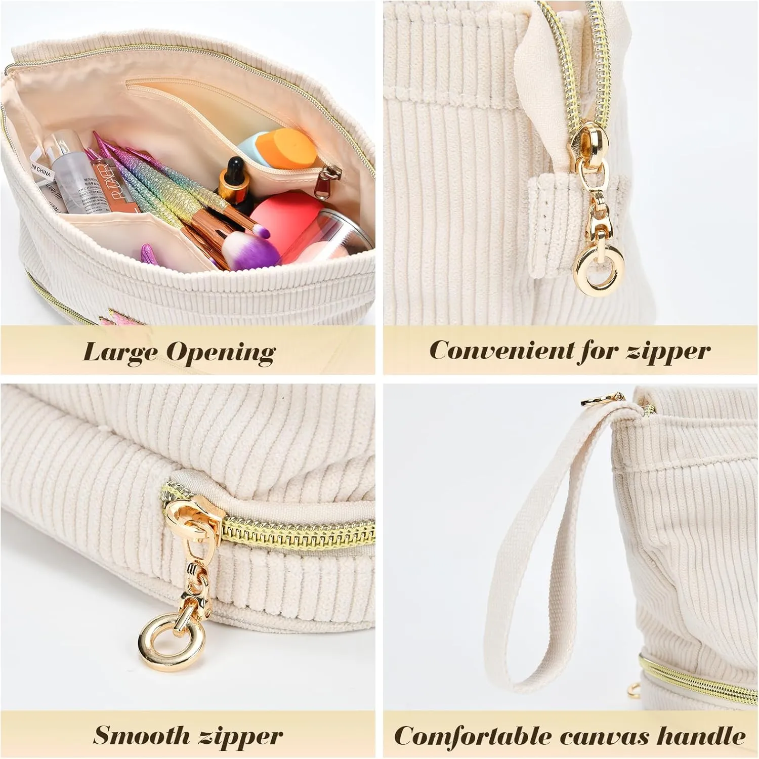 Makeup Bag for Girls Gift, Personalized Graduation Gifts Initial Women Makeup Bag for Travel, Teacher Appreciation Gifts Preppy Make up Bag Cosmetic Bag 18th Birthday Gifts for Teen Girl Trendy - S