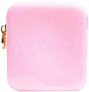 Makeup Bag Travel Cosmetics Pouch, Toiletry Bag, Jelly, Zipper Pouch Purse, Cute Make Up Organizer Storage Tote for Women Girls, Waterproof Travel Skincare, Small Makeup Bag - Pink Lemonade