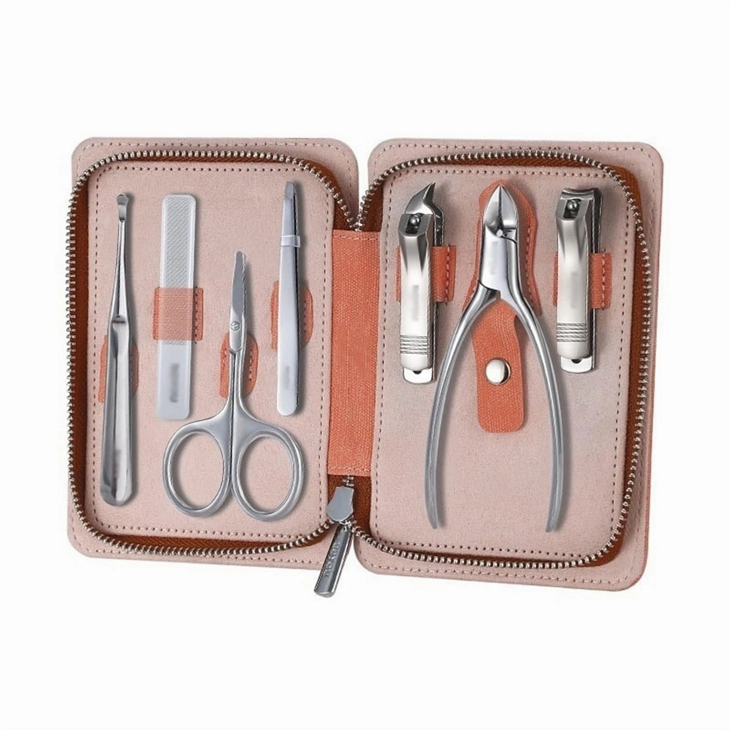 Manicure Set Portable Nail Clipper Set, 7 Pieces Pedicure Grooming Kit for Men Women, Sharp Finger&Toe Nail Tool, Personal Care Manicure Kit with Leather Case Nail Clipper Kit(Pink)