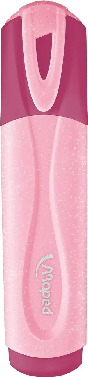 Maped Fluo Peps Pastel Glitter Highlighters - Pack of 12 - Innovative Dual-Beveled Tip - Enhanced Visibility - 4 Vibrant Colors