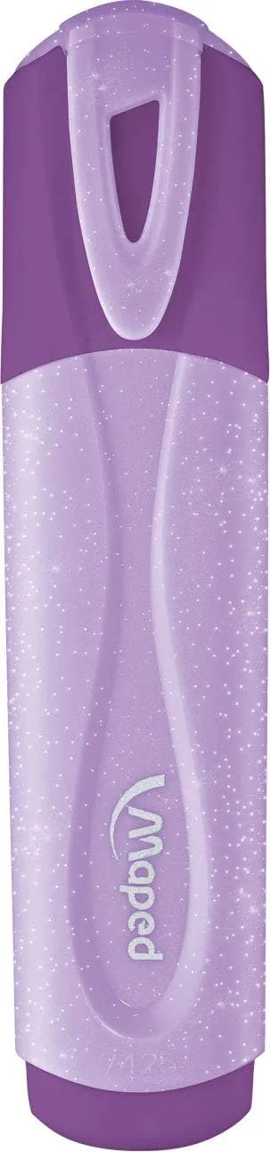 Maped Fluo Peps Pastel Glitter Highlighters - Pack of 12 - Innovative Dual-Beveled Tip - Enhanced Visibility - 4 Vibrant Colors