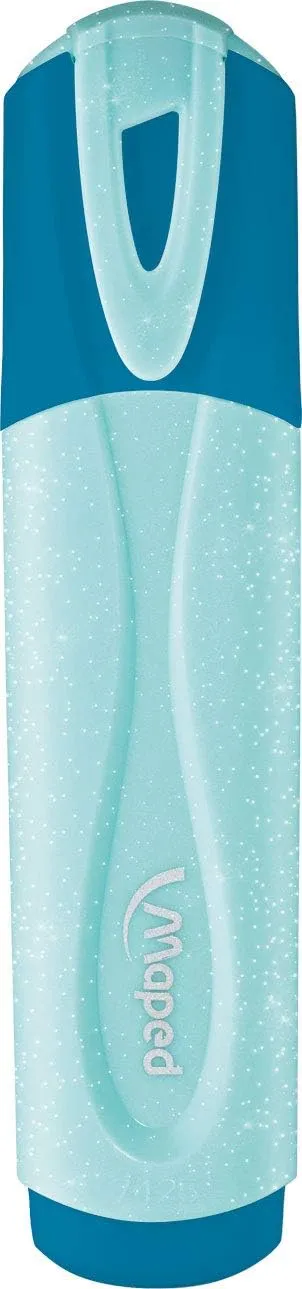 Maped Fluo Peps Pastel Glitter Highlighters - Pack of 12 - Innovative Dual-Beveled Tip - Enhanced Visibility - 4 Vibrant Colors