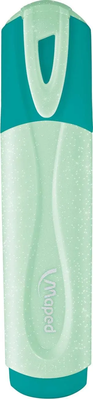 Maped Fluo Peps Pastel Glitter Highlighters - Pack of 12 - Innovative Dual-Beveled Tip - Enhanced Visibility - 4 Vibrant Colors