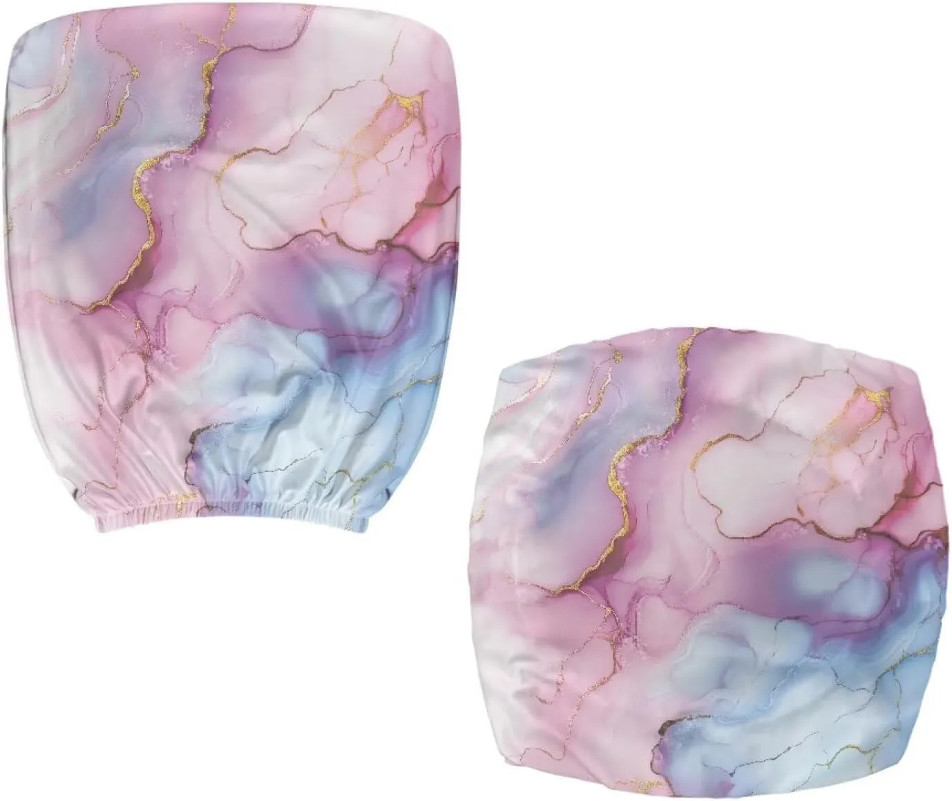 Marble Print Blue Pink Office Chair Covers Elastic Breathable Desk Chair Seat Protector Easy to Remove Universal High Back Chair Slipcover for Home Decor, 2 PCS