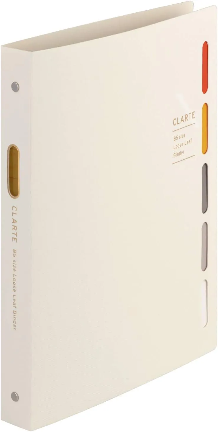 Maruman CLARTE B5 Size 26-Ring Binder, 5 Index Window Cover, with 5-tab dividers   10 Loose Leaf Papers   1 Clear Pocket, Ivory, 1 EA (F311-14)