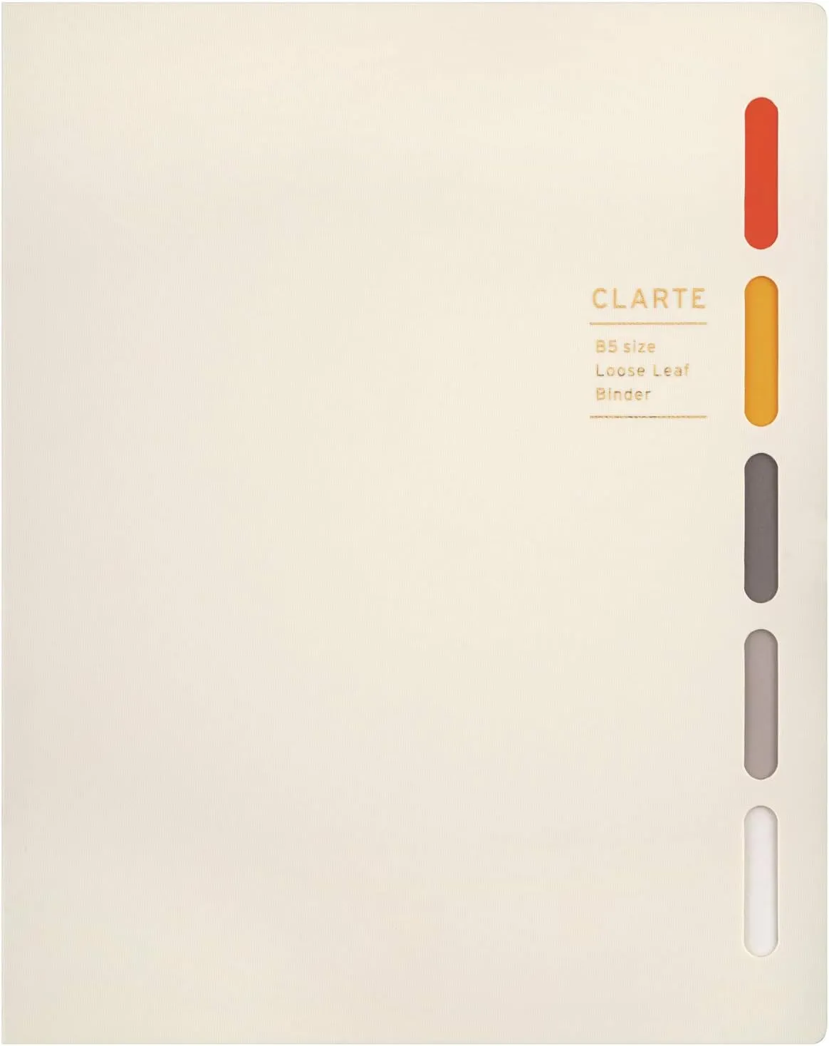 Maruman CLARTE B5 Size 26-Ring Binder, 5 Index Window Cover, with 5-tab dividers   10 Loose Leaf Papers   1 Clear Pocket, Ivory, 1 EA (F311-14)