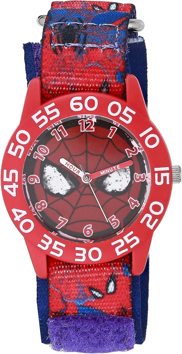MARVEL Spiderman Watch for Kids - Spider-Man Watch for Boys 4-6 - Kids Watches Boys - Toys Toddler - Teen - Red Bezel - Nylon Strap