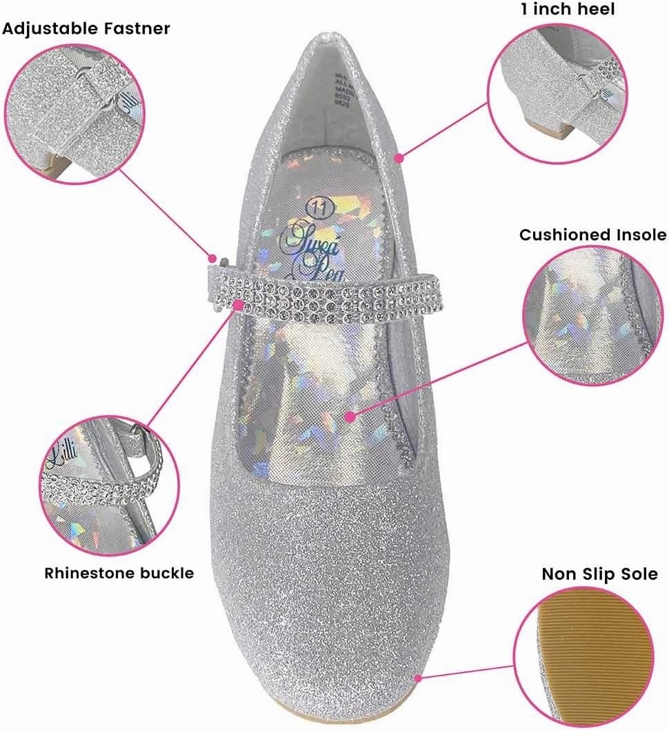 Mary Jane Shoes for Girls Dress Shoes Flower Girl Heels for Church Wedding Easter Christmas Zapatillas para Niñas de Vestir