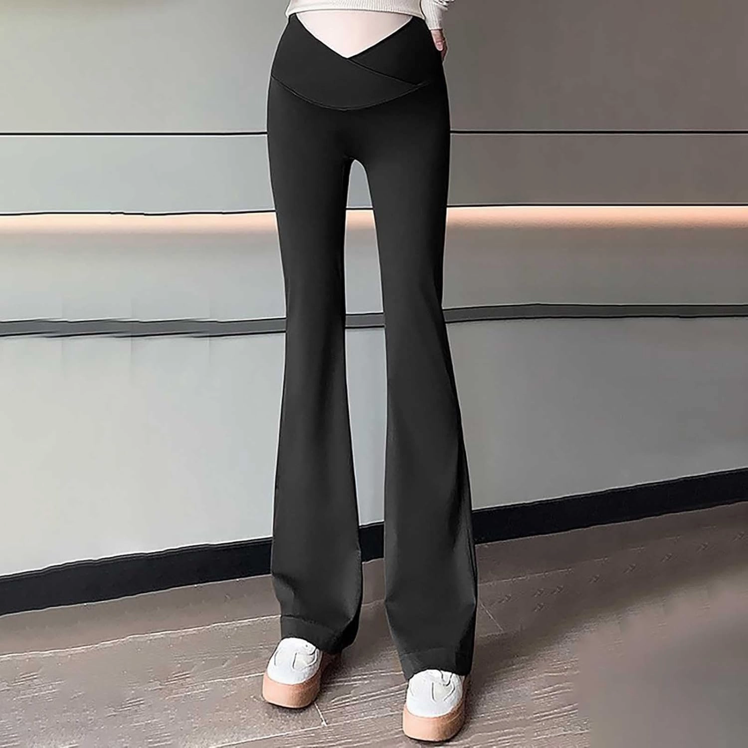 Maternity Leggings for Women Under Belly Low Rise Pregnancy Yoga Pants Stretchy Soft Slim Fit Activewear Workout Tights