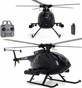 Matte Black MD500 Remote Control Helicopter Aircraft 4CH RC Heli Single Rotor No Ailerons Fall Resistant Maintain Altitude Hover RTF US 335MM