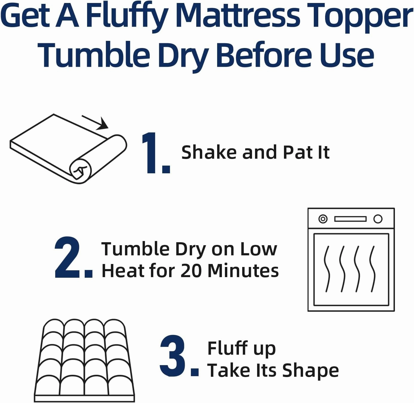 Mattress Topper Queen for Back Pain, Extra Thick Mattress Pad Cover, Plush Pillow Top, Deep Elastic Pocket, White