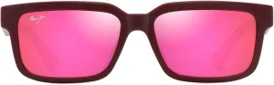 Maui Jim Hiapo AF Rectangle Sunglasses, Matte Burgundy/Maui Sunrise Polarized, Extra Large