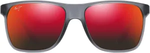 Maui Jim Pure Collection Pailolo W/Patented Polarizedplus2 Lenses Rectangle Sunglasses, Translucent Matte Grey/Hawaii Lava Polarized, Large
